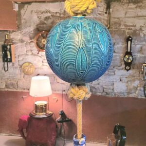 Turkuaz Renk Çini Balıklı Askılı Top